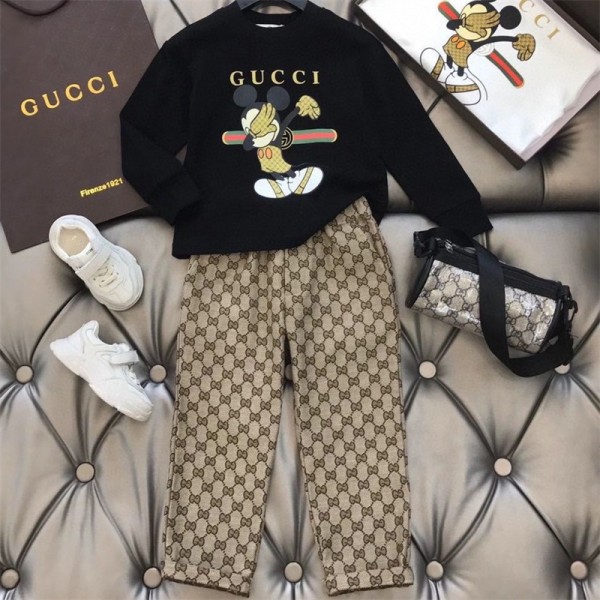 gucci グッチ 子供服 ２点セット パーカー パンツ 潮流 裏起毛 秋冬 人気