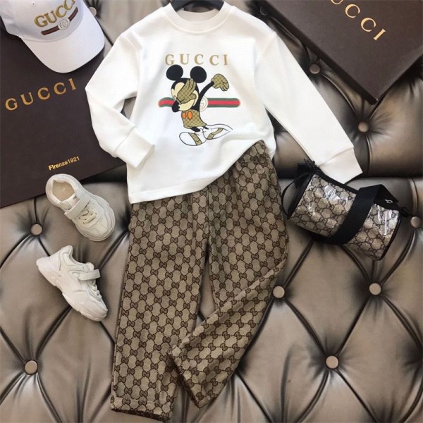 gucci グッチ 子供服 ２点セット パーカー パンツ 潮流 裏起毛 秋冬 人気