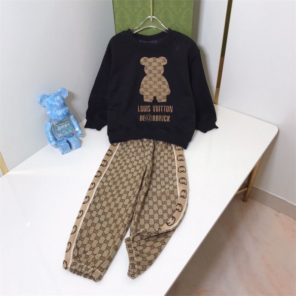 グッチ lv bearbrick パーカー 子供服 2点 上下セット 可愛い 厚手 セット服 ズボン 男女通用 人気