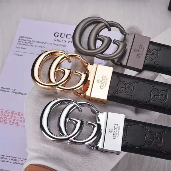 Gucci ブランド ベルトメンズ オートロックスライド式バックル グッチ 紳士 スーツベルト 無段階調整 穴なし ビジネス カジュアル サイズ調節可能 カットフリータイプ