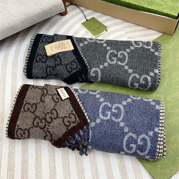 グッチマフラー ブランド GUCCI 厚手 大判ルーシーストール レディース ストール 秋冬 大きいサイズ 大判ストール モノグラム柄 ショール ひざ掛け メンズ ユニセックス 高品質