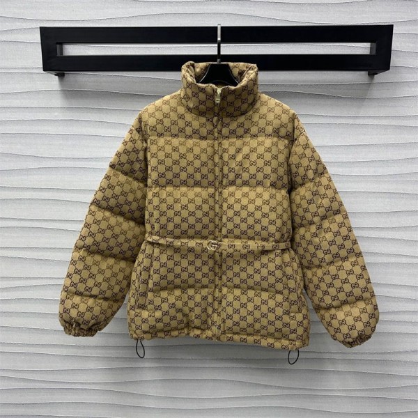 Gucci グッチブランド中綿ジャケット ショート丈 立ち襟 ダウンジャケット ボリューム感 あたたかい ファッション チェック柄 ショートコート 綿入りジャケット 韓国風 S - L