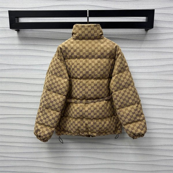 Gucci グッチブランド中綿ジャケット ショート丈 立ち襟 ダウンジャケット ボリューム感 あたたかい ファッション チェック柄 ショートコート 綿入りジャケット 韓国風 S - L