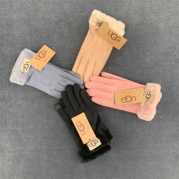 アグブランド 手袋 レディース 秋冬 UGG 防寒グローブ おしゃれ かわいい 暖かい タブレット 手ぶくろ 防寒 防風 裏起毛 ファー ボア 手首 スマホ手袋 5本指 通勤 自転車 バイク キャンプ 無地