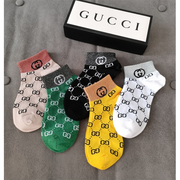 Gucci グッチハイブランド ソックス 綿製レディース向け 靴下 かわいい浅口ソックス 女の子好き 韓国ブランドソックス 男女兼用 ファッション