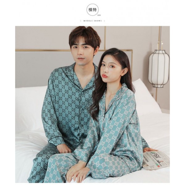 ブランド Gucci パジャマ レディース グッチ寝間着 メンズ 冷感サテン とした肌触り 薄手 接触冷感 涼しい 長袖 前開きひんやりパジャマ M - 3XL 上下 セット 四季に合う アイスシルク ルームウェア 寝間着 部屋着