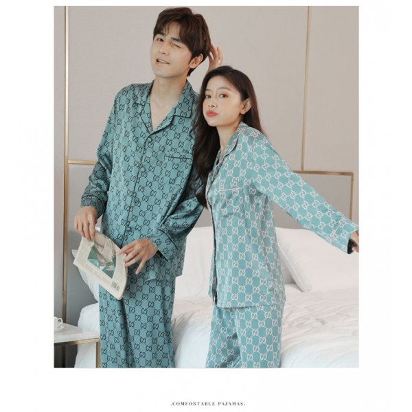 ブランド Gucci パジャマ レディース グッチ寝間着 メンズ 冷感サテン とした肌触り 薄手 接触冷感 涼しい 長袖 前開きひんやりパジャマ M - 3XL 上下 セット 四季に合う アイスシルク ルームウェア 寝間着 部屋着