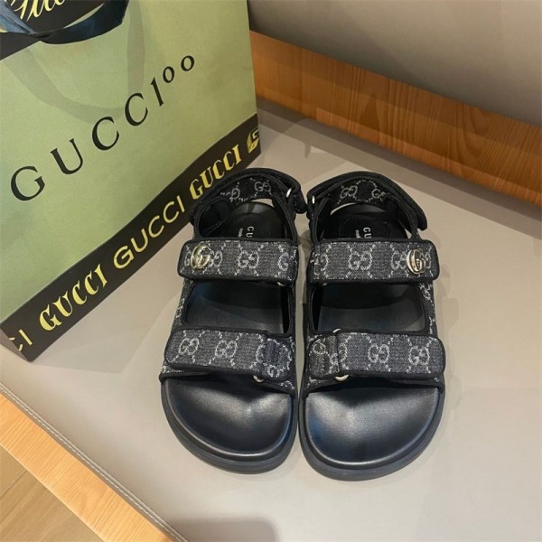 グッチブランド サンダル レディース Gucci スポーツサンダル おしゃれ 厚底 歩きやすい ビーチサンダル 美脚 コンフォートサンダル スニーカーサンダル 黒 カジュアル 225-260CM