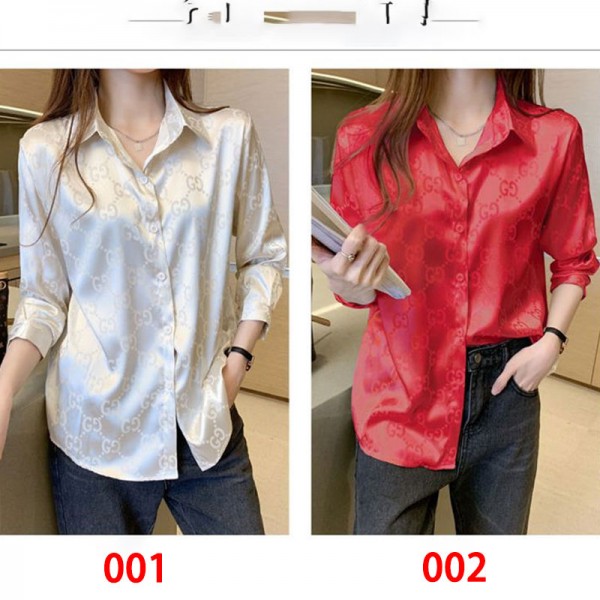Gucci グッチtシャツハイブランド シャツ レディース ピンタック ブラウス 長袖 とろみワイシャツ ゆったり 大きいサイズ ノーアイロン オフィス カジュアル ファッション 通勤 日常 高通気性 S - 4XL