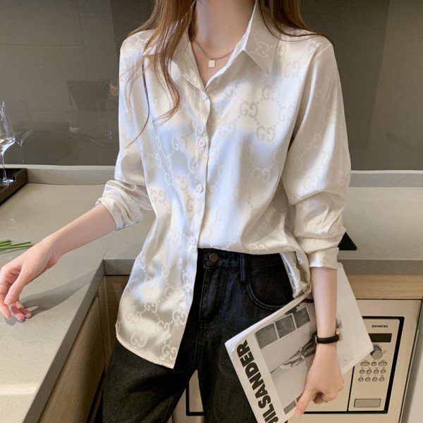 Gucci グッチtシャツハイブランド シャツ レディース ピンタック ブラウス 長袖 とろみワイシャツ ゆったり 大きいサイズ ノーアイロン オフィス カジュアル ファッション 通勤 日常 高通気性 S - 4XL