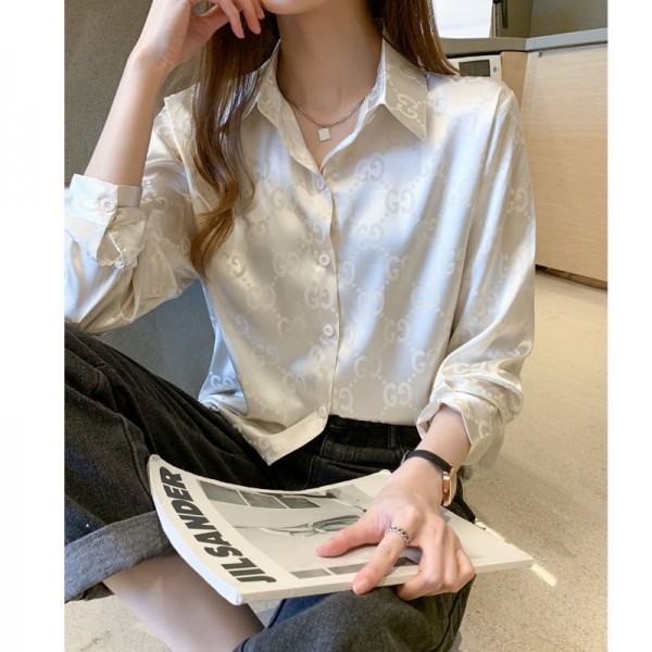 Gucci グッチtシャツハイブランド シャツ レディース ピンタック ブラウス 長袖 とろみワイシャツ ゆったり 大きいサイズ ノーアイロン オフィス カジュアル ファッション 通勤 日常 高通気性 S - 4XL