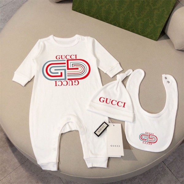 グッチ ベビー服 長袖カバーオール 綿100% Gucci 新生児服 かわいい 新生児 女の子 かわいい 赤ちゃん服 ロンパース 出産祝い プレゼント 3~12ヶ月