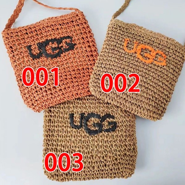 アグブランド編みかごバッグ かごバッグ UGG ショルダーバッグ 編み トートバッグ、ビーチバッグ ミニバッグ 巾着 小さい 軽量 ミニ ホワイト ブラウン ブラック レディース 春夏コーデ