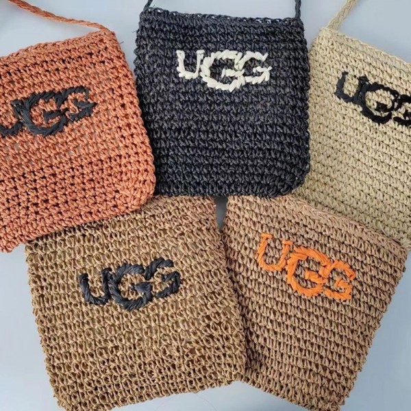 アグブランド編みかごバッグ かごバッグ UGG ショルダーバッグ 編み トートバッグ、ビーチバッグ ミニバッグ 巾着 小さい 軽量 ミニ ホワイト ブラウン ブラック レディース 春夏コーデ