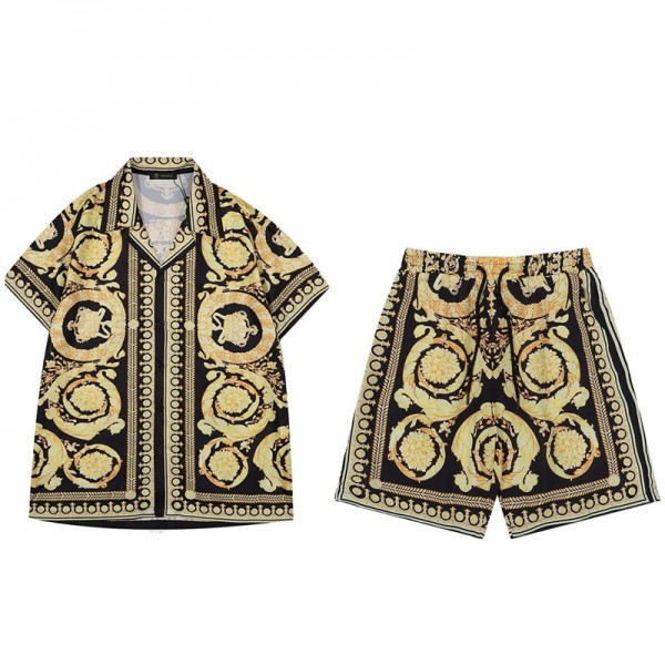 Gucci グッチブランドアロハシャツ 上下セット アロハシャツ メンズ レディース 夏 ビーチシャツ 速乾 ポリエステル UVカット 半袖シャツ S- 5XL ビーチ 夏祭り ゆったり 薄手 軽量 爽やか 通気 旅行 男女兼用
