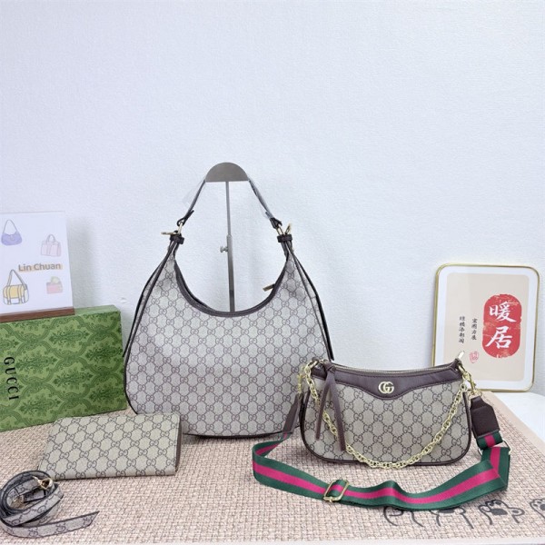 Gucci グッチハイブランド三日月バ型ッグ肩掛けバッグ 3点セット ブランド男女兼用レディースショルダーバッグブランドカジュアルブランドミニバッグコーデ