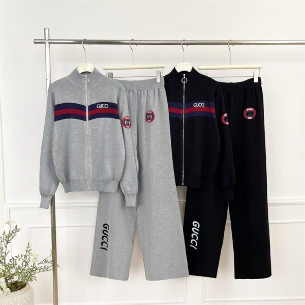 Gucci グッチブランドニットセットアップ レディース カーディガン S - 2XL ニットコート 重ね着 セーター ワイドパンツ 上下 2点セット ニットパンツ トップス ロングパンツ 大きいサイズ おしゃれ トップス キレイめ 体型カバー