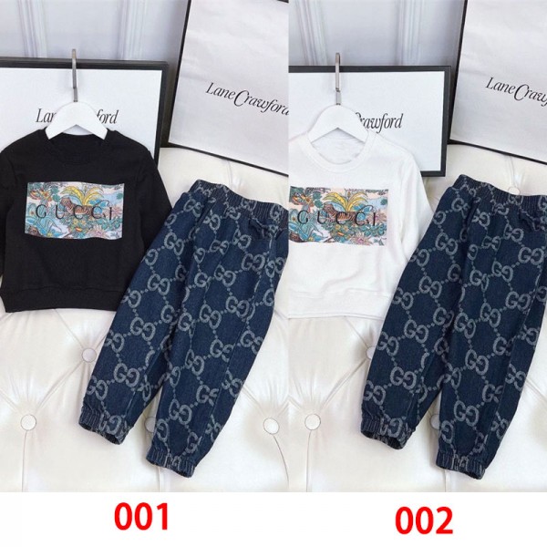 Gucci グッチブランドスウェット 上下セット セットアップ キッズ ボーイズ 100 - 160cm パーカー 長袖 スポーツウェア デニム ジーンズ 切り替 ゆったり カジュアル アウター ジャージ 男の子 ジュニア服 運動着 春 秋 冬