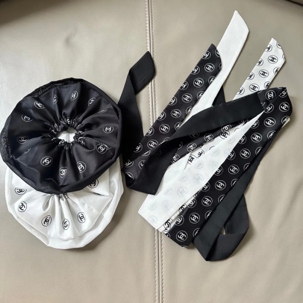 Chanel シャネルブランドヘアシュシュ ボリューム リボン ヘアゴム 白黒 2点セット おしゃれ ヘアアクセ ベルベット 髪ゴム 結ぶ ヘアリボン レディース 髪飾り