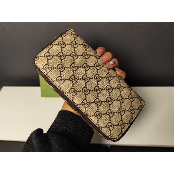 Gucci グッチブランド財布 レディース 大容量ウォレット じゃばら 長財布 PU革 ギャルソン レシートと小銭を自動で仕分け 多機能 ファスナーウォレット コインスルー アイボリー