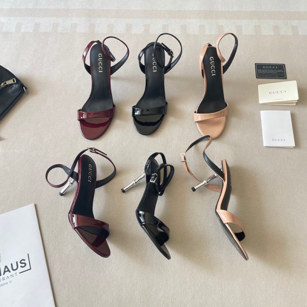 Gucci グッチブランドアンクルストラップ サンダル ハイヒールサンダル バックル ハイヒール8.0cm チャンキーヒール レディース ハイヒール 美脚 225~255