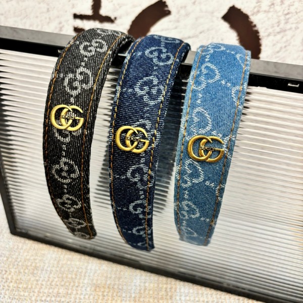Gucci グッチブランドデニムカチューシャ 可愛いヘア飾り ブランドヘッドバンド 女性ハイブランドヘアアクセサリー 存在感抜群 ブランド 髪アレンジ