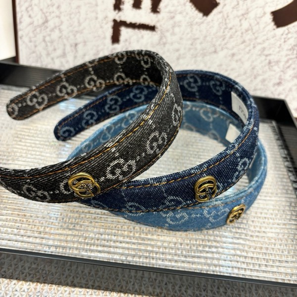 Gucci グッチブランドデニムカチューシャ 可愛いヘア飾り ブランドヘッドバンド 女性ハイブランドヘアアクセサリー 存在感抜群 ブランド 髪アレンジ