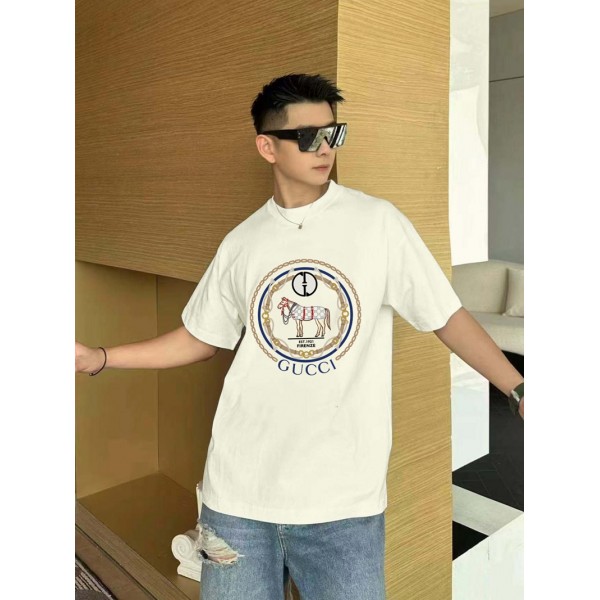 Gucci グッチブランド黒白tシャツオーバーサイズブランドペア揃いtシャツ高品質ブランド 服 コピー 激安屋Tシャツカットソーペアカップル XS¬5XL