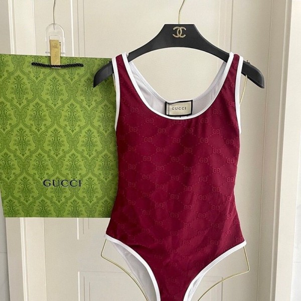 Gucci グッチブランド 水着 レディース ビキニ ワンピース オールインワン セクシー フィットネス水着 体型カバー スイムウェア 胸パッド付き 女性用 無地 スリム S-XL