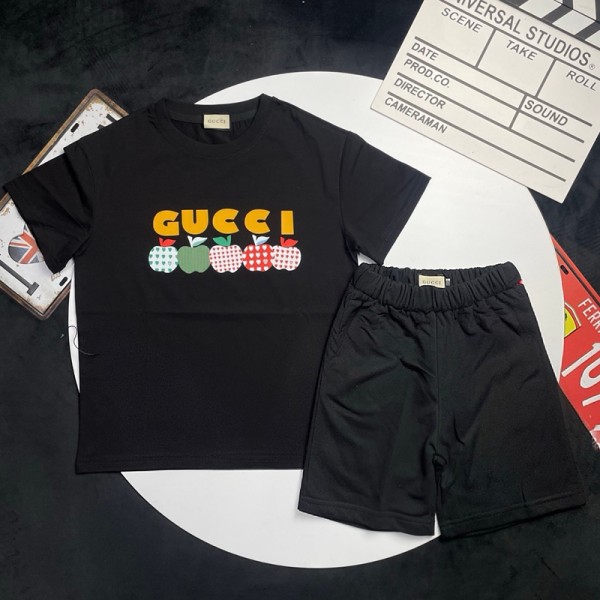 ハイブランドGucci グッチ 子供服 男の子 セットアップ 夏服 半袖 Tシャツ ハーフパンツ 半ズボン 上下セット 子供 プリント柄 カジュアル 通園通学 90-160cm