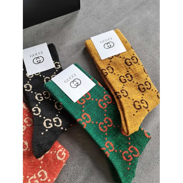 Gucci グッチハイブランド ソックス 綿製コットン 靴下 メンズ 通気性ブランドミドルソックス 高品質浅口ソックス 女の子好き 韓国