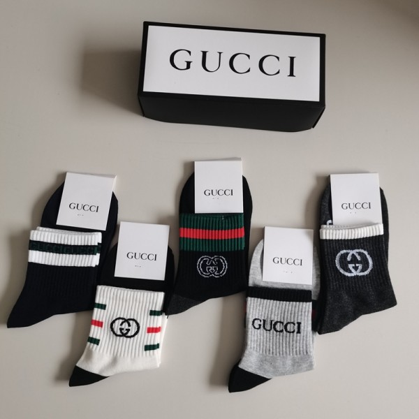 Gucci グッチハイブランド メンズソックス 綿製レディース向け 靴下 かわいい浅口ソックス 韓国上質な コットン ソックス くつした 5足セット