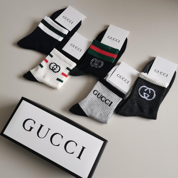 Gucci グッチハイブランド メンズソックス 綿製レディース向け 靴下 かわいい浅口ソックス 韓国上質な コットン ソックス くつした 5足セット