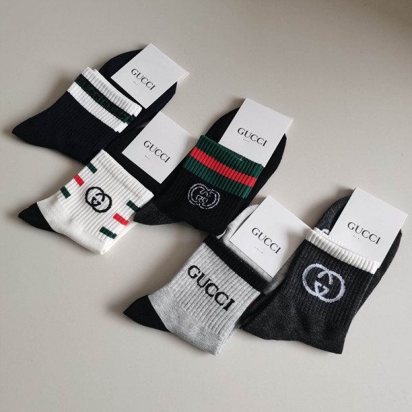 Gucci グッチハイブランド メンズソックス 綿製レディース向け 靴下 かわいい浅口ソックス 韓国上質な コットン ソックス くつした 5足セット