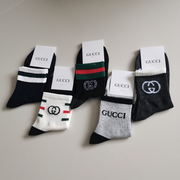 Gucci グッチハイブランド メンズソックス 綿製レディース向け 靴下 かわいい浅口ソックス 韓国上質な コットン ソックス くつした 5足セット