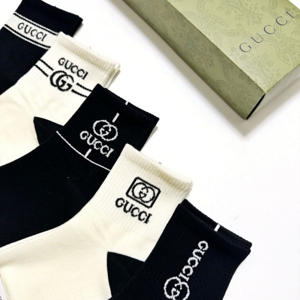 Gucci グッチハイブランド ソックス 綿製ブランドミドルソックス 高品質上質な コットン ソックス くつしたブランドソックス 男女兼用 ファッション5足セット