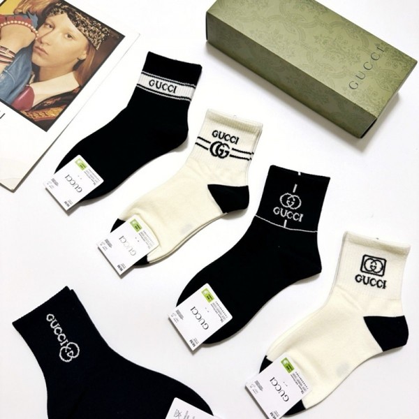Gucci グッチハイブランド ソックス 綿製ブランドミドルソックス 高品質上質な コットン ソックス くつしたブランドソックス 男女兼用 ファッション5足セット