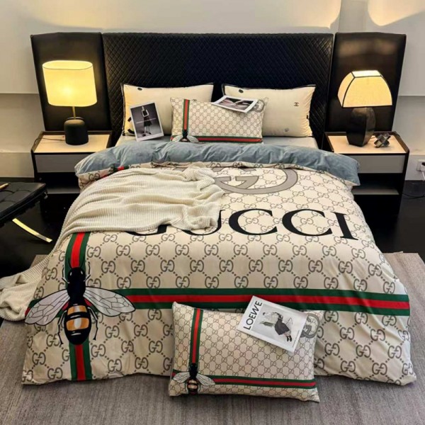 Gucci グッチブランド寝具 3点 4点セット布団カバー ベッドシート 枕カバー 4点セット綿 コットンブランド 布団カバー コピー寝具偽物新作