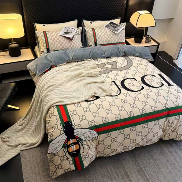 Gucci グッチブランド寝具 3点 4点セット布団カバー ベッドシート 枕カバー 4点セット綿 コットンブランド 布団カバー コピー寝具偽物新作
