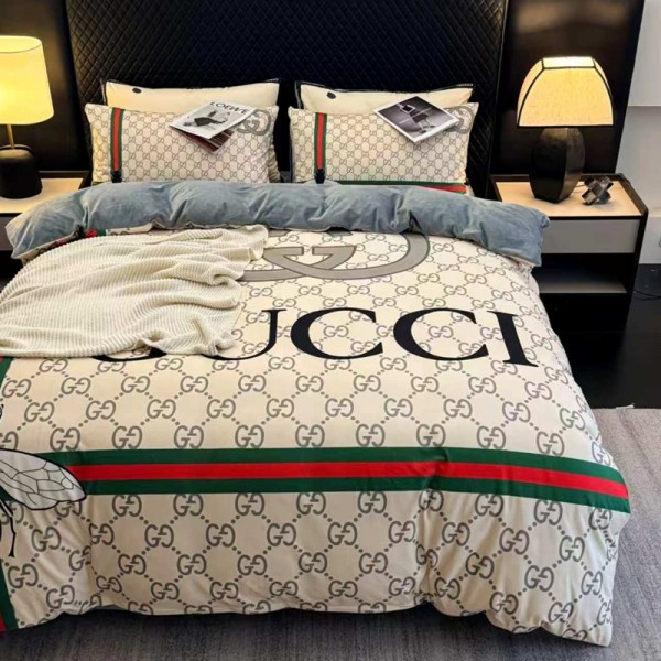 Gucci グッチブランド寝具 3点 4点セット布団カバー ベッドシート 枕カバー 4点セット綿 コットンブランド 布団カバー コピー寝具偽物新作