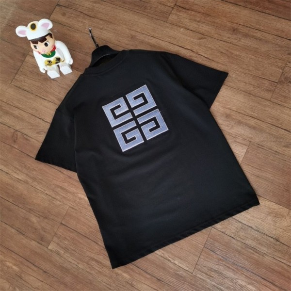 ジバンシィ Tシャツ 夏 ハイブランド GIVENCHY トップス 刺繍ロゴ シンプル 黒白 丸首 半袖 男女通用 レディース 上着 カジュアル 着やすい M~4XL