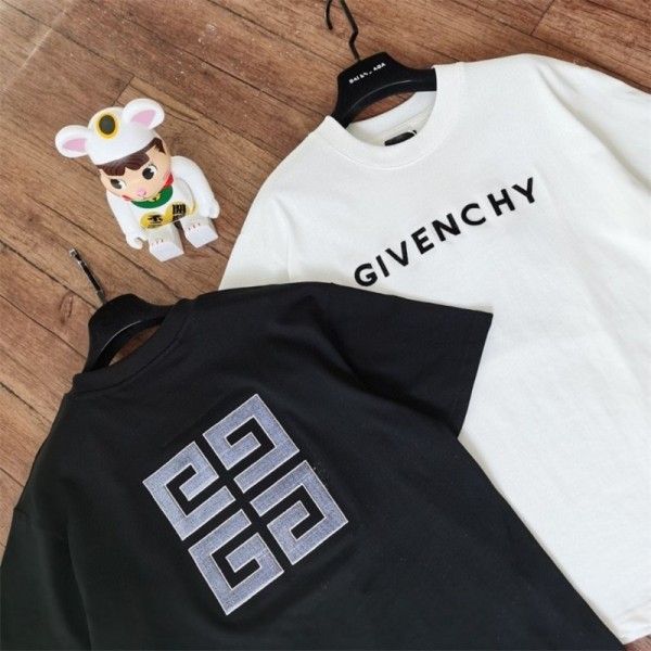 ジバンシィ Tシャツ 夏 ハイブランド GIVENCHY トップス 刺繍ロゴ シンプル 黒白 丸首 半袖 男女通用 レディース 上着 カジュアル 着やすい M~4XL