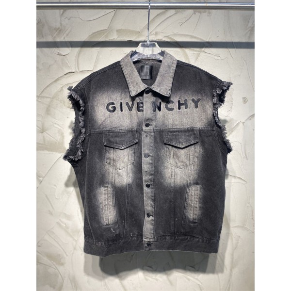 ジバンシィ givenchy デニムベスト ロゴ 夏 2023新品 メンズ ジャケット ファション