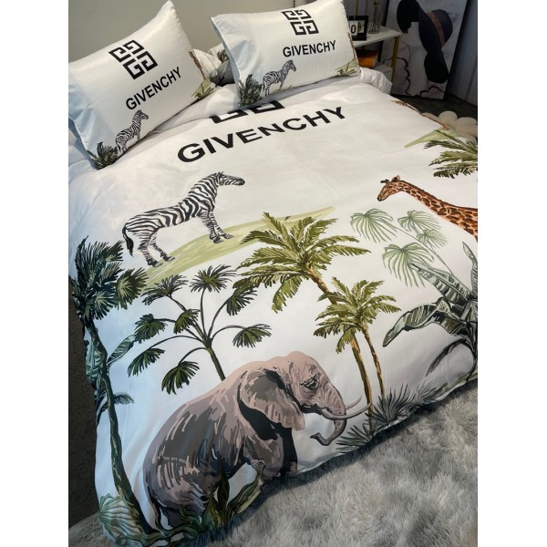 Givenchy ジバンシィブランド寝具4点セット 春夏 シングル セミダブル ダブル 布団カバー セットハイブランド激安布団カバー 涼しい シール 枕カバーブランド おすすめスーパーコピー ブランド寝具激安通販