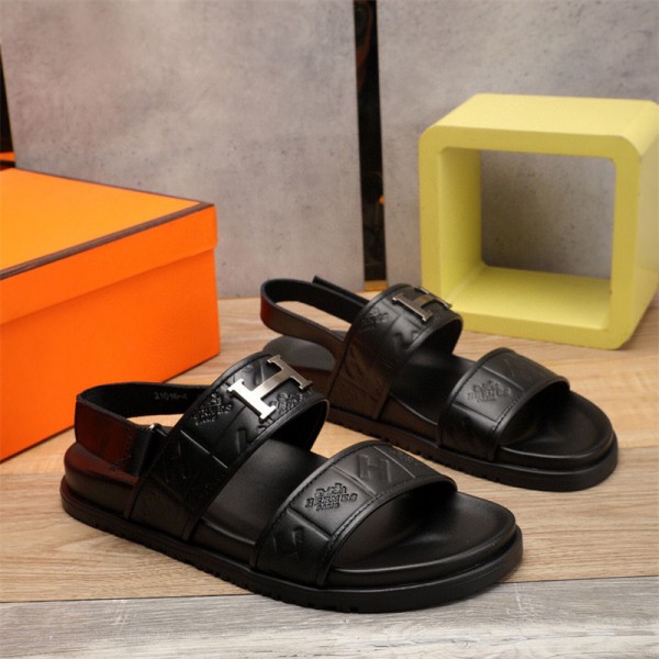 エルメス サンダル メンズスリッパ ブランド hermes 男性シューズ 夏の靴 本革 通気性 本革 無地 上質 涼しい サンダル 滑り止め ビーチサンダル レザーサンダル シンプル 品質 室内外可 抗菌防臭