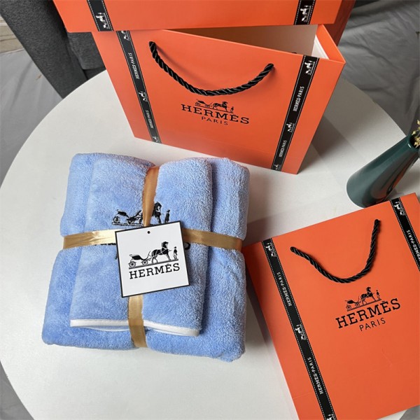 ハイブランド HERMES タオルセット フェイスタオル バスタオル 2枚入れ 極細繊維 エルメス マイクロファイバータオル 超吸水 5カラー 高品質タオル ソフトタオル 速乾 精緻なバイアステープ 精緻刺繍ロゴ柄 おしゃれ