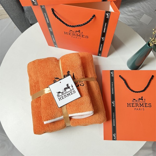 ハイブランド HERMES タオルセット フェイスタオル バスタオル 2枚入れ 極細繊維 エルメス マイクロファイバータオル 超吸水 5カラー 高品質タオル ソフトタオル 速乾 精緻なバイアステープ 精緻刺繍ロゴ柄 おしゃれ