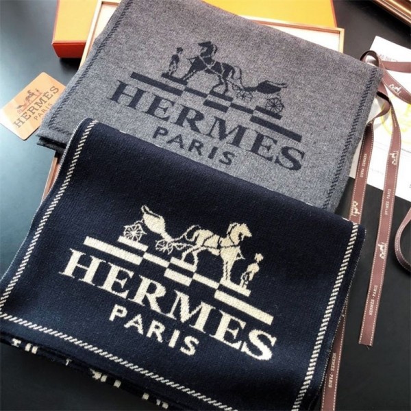 ブランドHermes マフラー メンズ 落ち着いた雰囲気 大人のイメージ 柔らかい肌触り エルメスストール ロング ひざ掛け 暖かい 柔らか 毛玉防止 シンプル ビジネス カジュアル 通勤 オフィース クリスマス プレゼント 秋冬