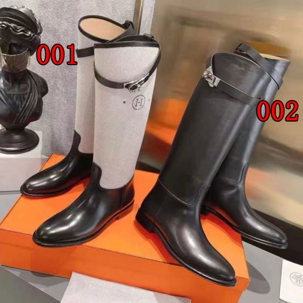 Hermes エルメスブランド ブーツ ロングブーツ レディース ロング丈 サイドファスナー 太ヒール 225¬250cm ブラウン 黒 イェロー ニーハイブーツ 歩きやすい 疲れにくい 美脚