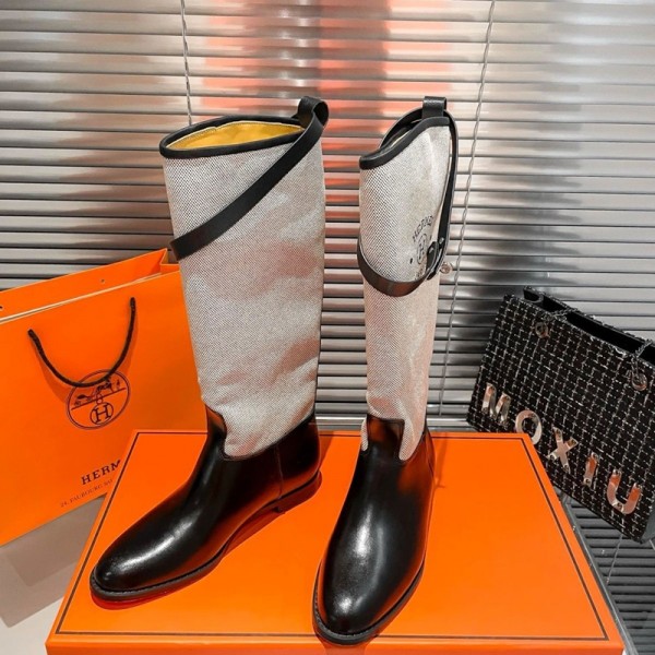 Hermes エルメスブランド ブーツ ロングブーツ レディース ロング丈 サイドファスナー 太ヒール 225¬250cm ブラウン 黒 イェロー ニーハイブーツ 歩きやすい 疲れにくい 美脚